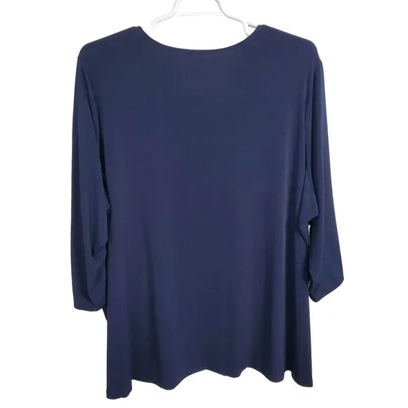 Susan Graver Modern Essentials Size 5X Tunic Top V-Neck Liquid Stretch Knit Blue - Picture 3 of 9